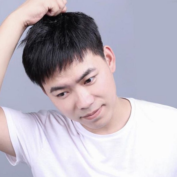 스타일링 남성 인모 가발 부착식 남성 부분 가발 정수리 자연 - 상품 이미지