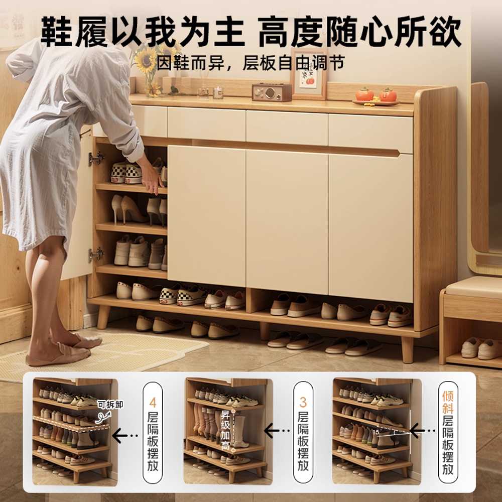 현관 수납장 신발 목재 실내 보관 선반 장식품 캐비닛 60 - 상세 이미지 5