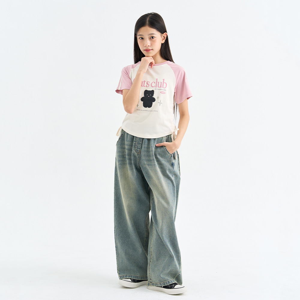 [N배송] 더데이걸 허리 셔링 레글런 반팔티 - 상세 이미지 5