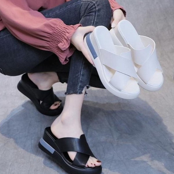푹신한 여성 슬리퍼 통굽 여성 키높이 슬리퍼 사무실 실내화 여름 - 상품 이미지