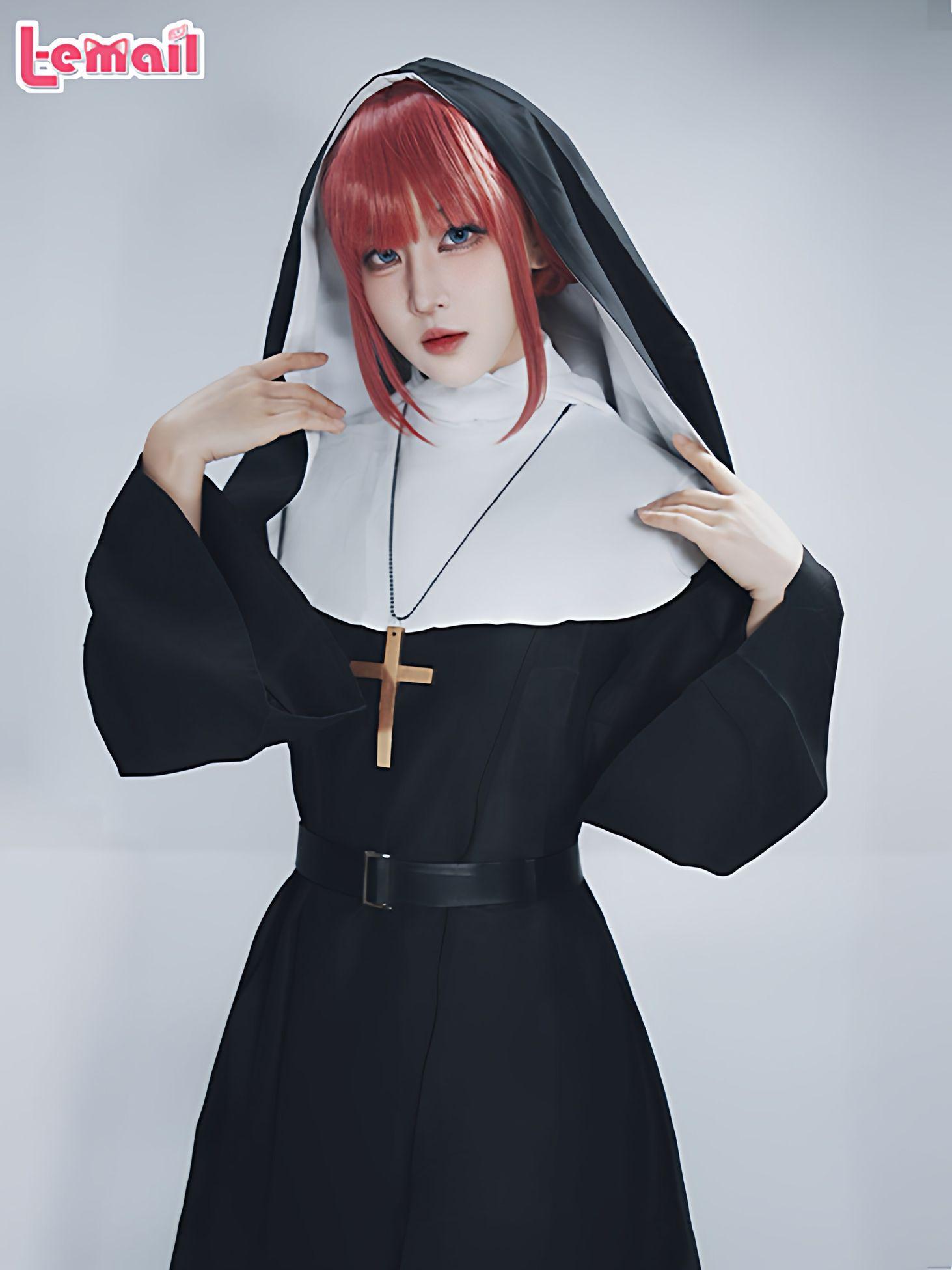 대형 빅사이즈 수녀복 의상 할로윈 코스프레 귀신 성직자 수녀 - 상세 이미지 4