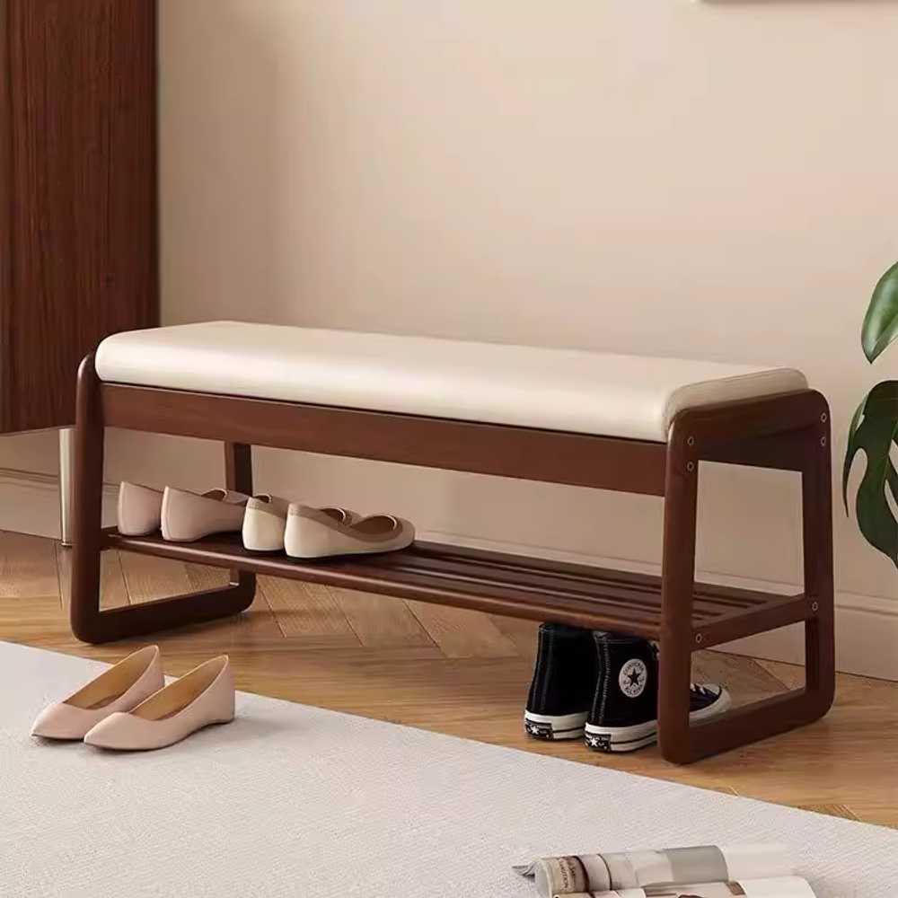 현관 신발장 의자 슬리퍼 선반 탈의실 쿠션 벤치 체어 55cm - 상세 이미지 3