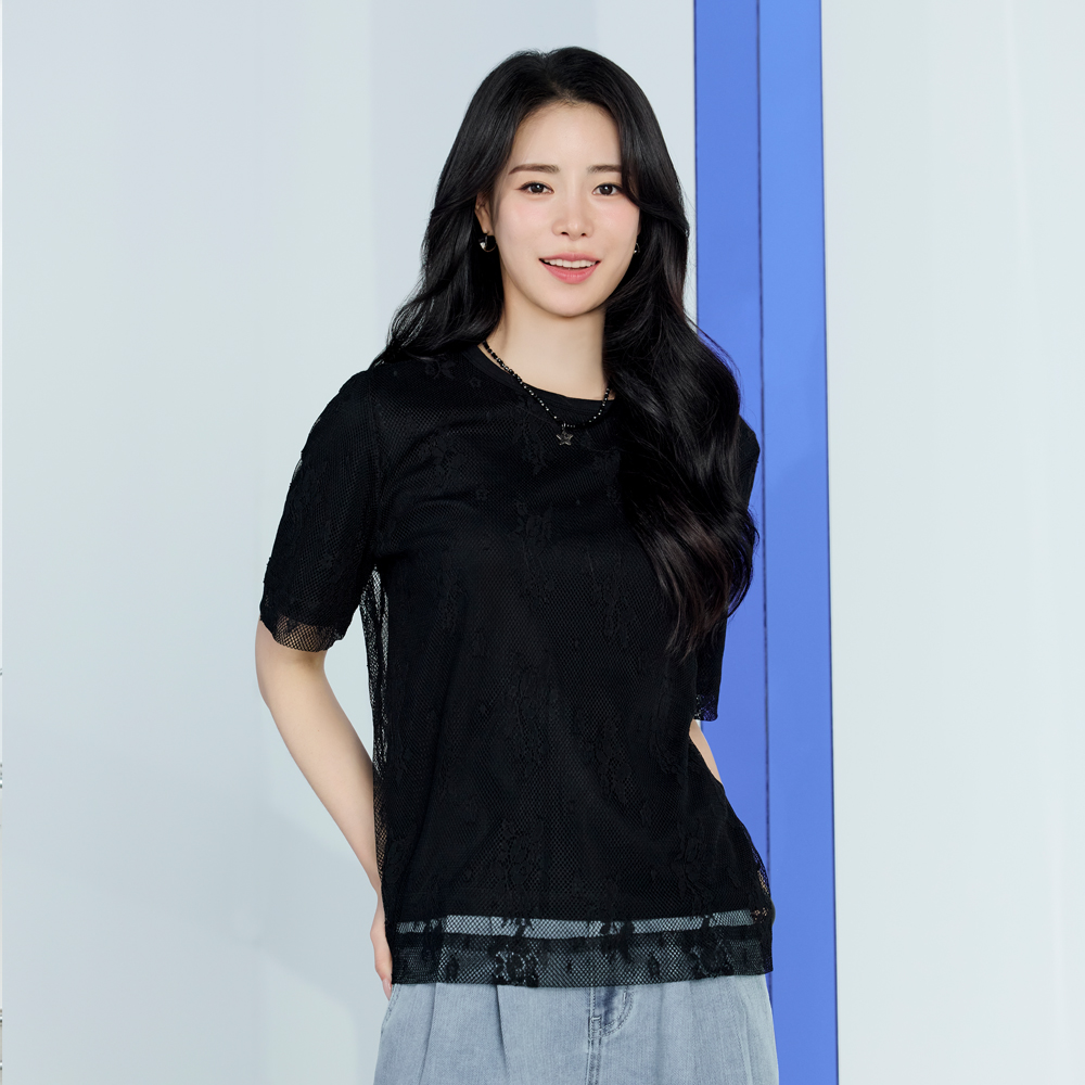 더엣지 [2종세트] 26SS 레이스 레이어드 티블라우스 - 상품 이미지