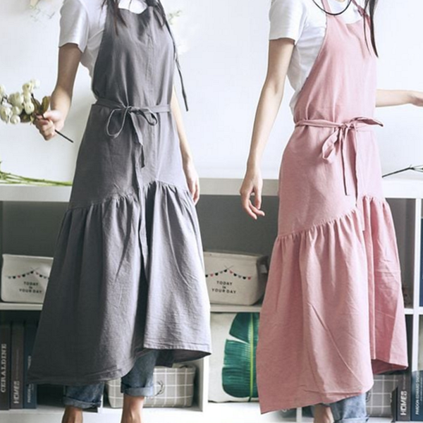 드레스 여성 프릴 앞치마 데일리 여성 린넨 앞치마 주방 카페 - 상품 이미지