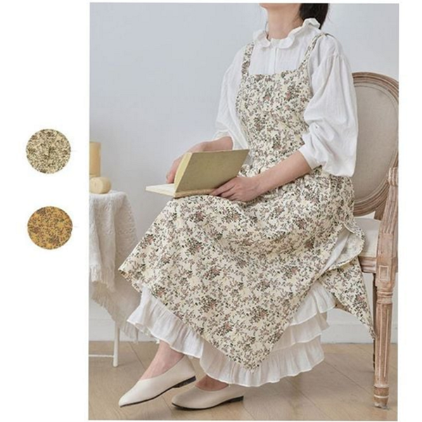원피스형 여성 플라워 앞치마 레이스 여성 주방 앞치마 가든 패턴 - 상품 이미지