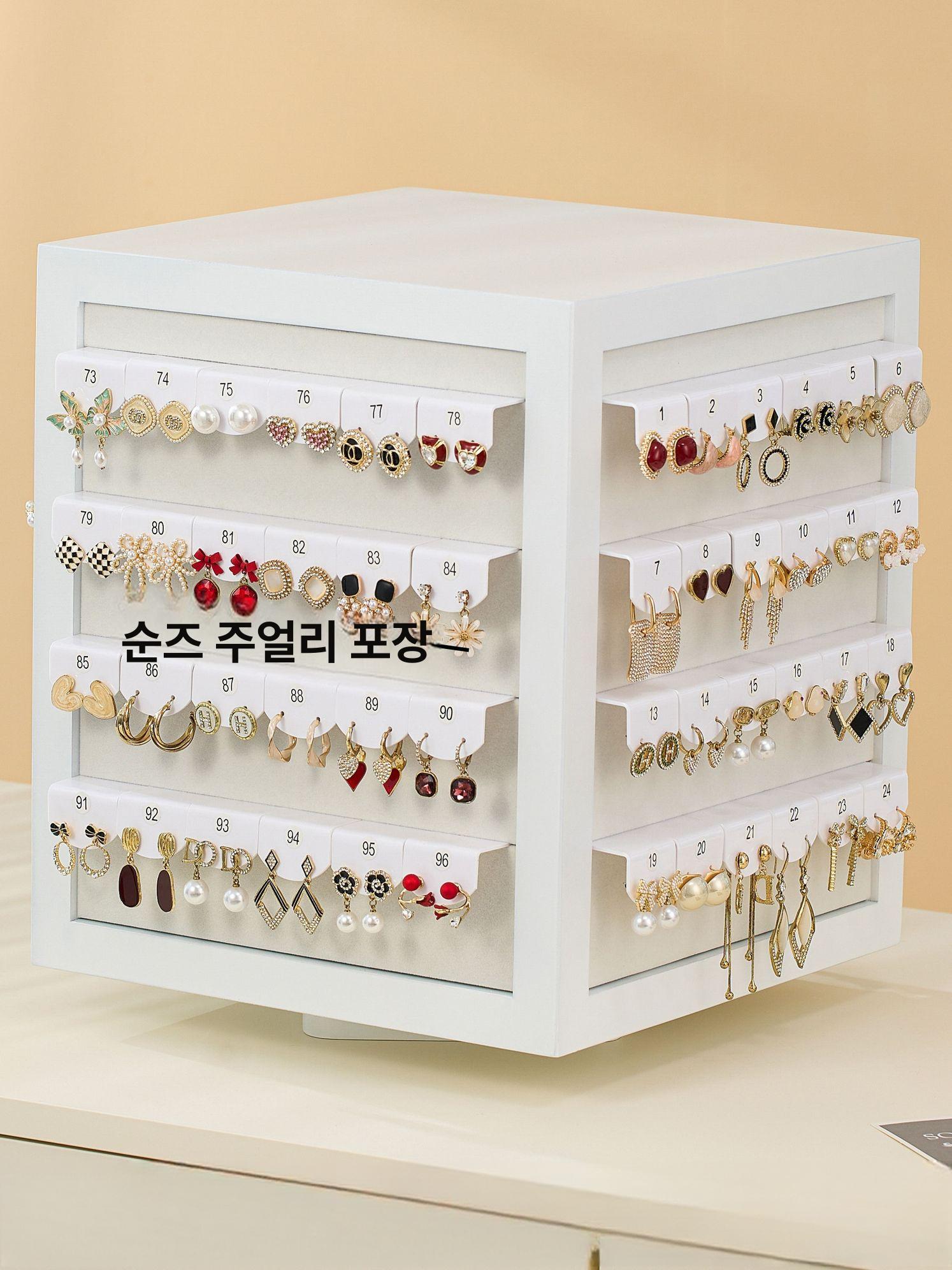 자동 회전 귀걸이 진열대 아크릴 디스플레이 스탠드 쥬얼리 전시 보관함 - 상세 이미지 2