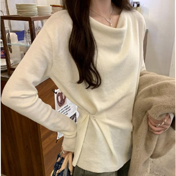 루즈핏 여성 드레이프 티셔츠 데일리 여성 긴 팔 티셔츠 간절기 - 상품 이미지