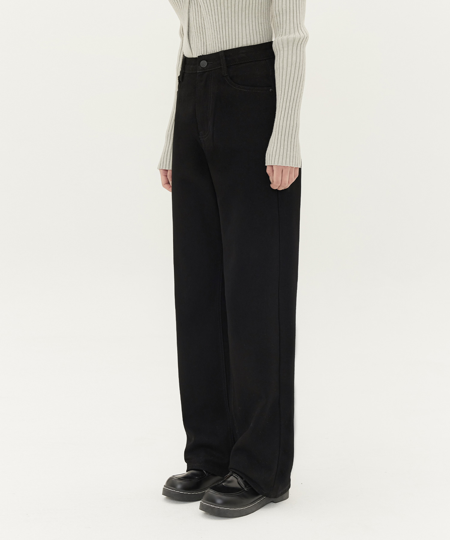 여성 청바지 롱 와이드 블랙 데님 커브진 여성 팬츠 진마니아 - 상세 이미지 2