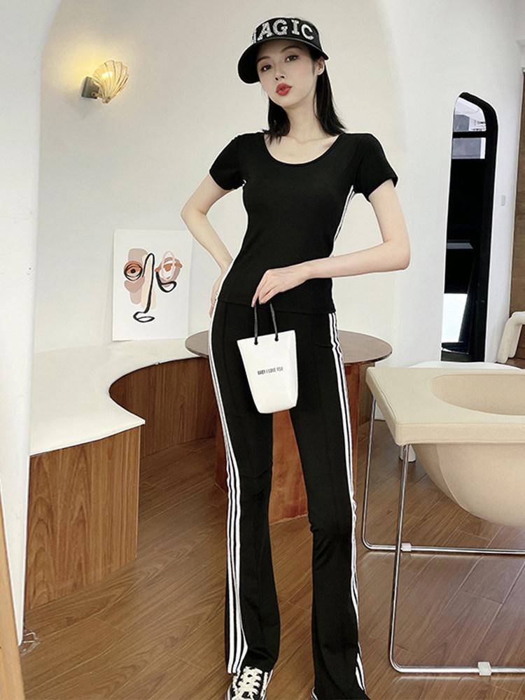 요가 캐주얼 여름 냉장고 부츠컷 트임 모기 트레이닝 나팔 - 상세 이미지 5