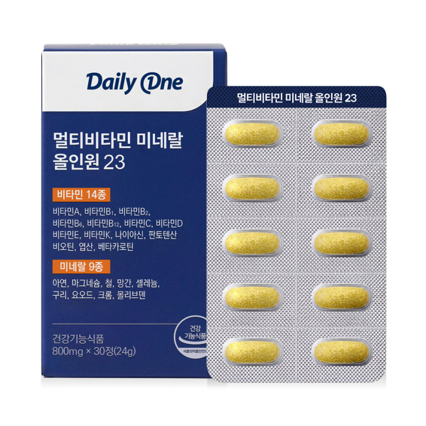 데일리원 멀티비타민 미네랄 올인원 23 종합 비타민 여성 남성 영양제 30정, 1개
