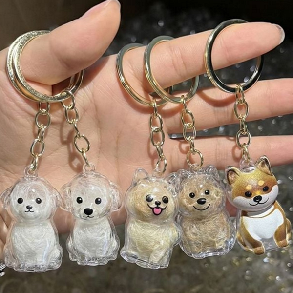 반려동물 강아지 열쇠고리 뭉치 털 보관 열쇠고리 투명 가방 - 상품 이미지
