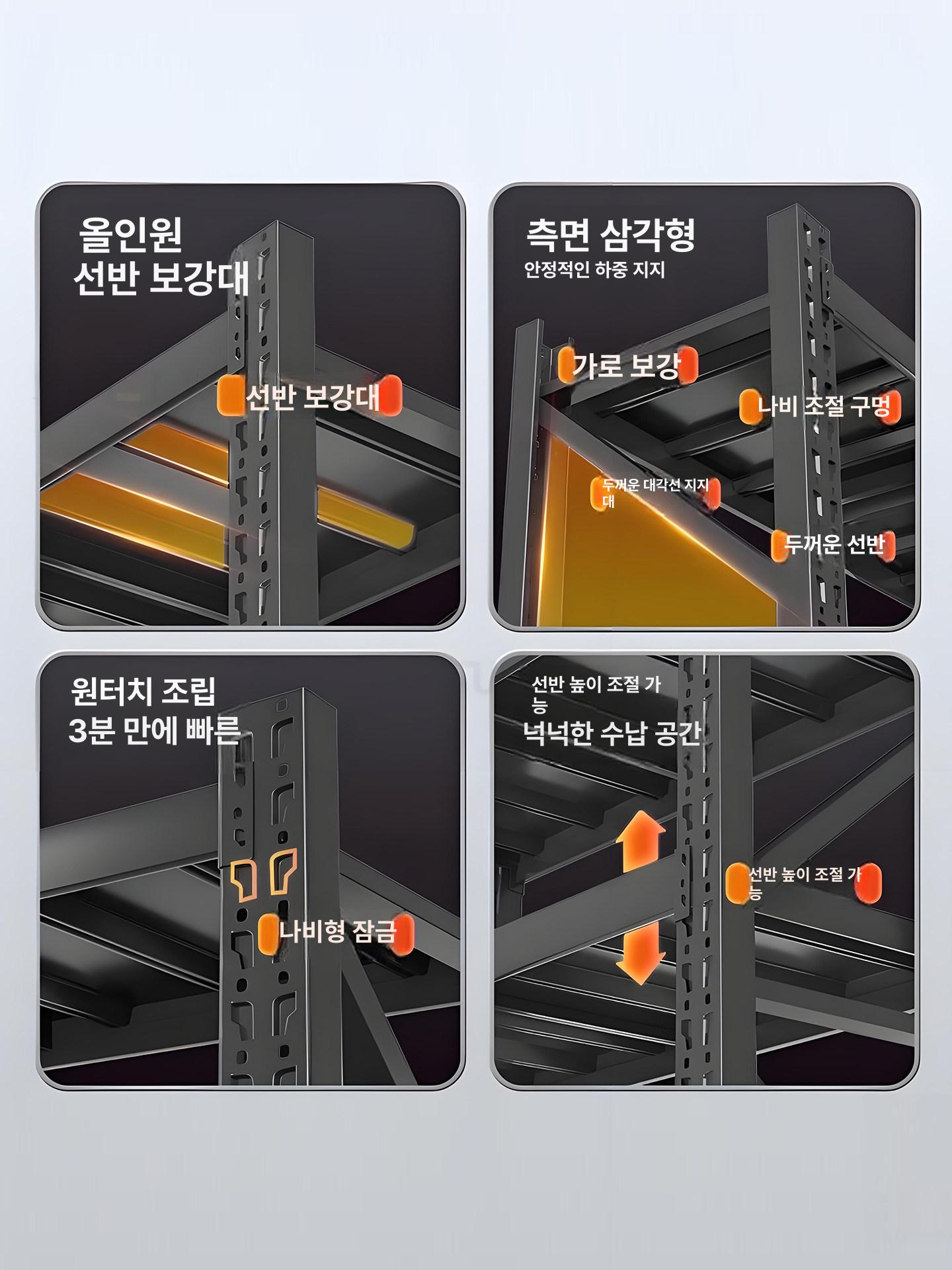 공구정리대 선반 고릴라랙 타공판 중량 조립식 앵글 진열장 스피드렉 - 상세 이미지 3