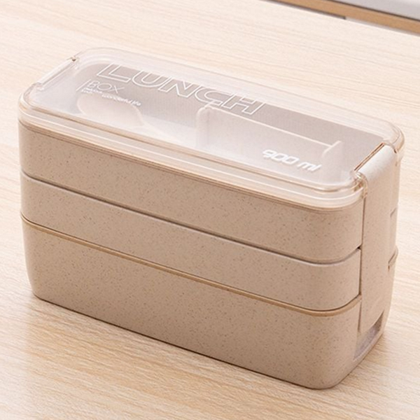 직장인 3단 도시락통 분리형 칸막이 도시락통 전자레인지 점심 용기 - 상품 이미지