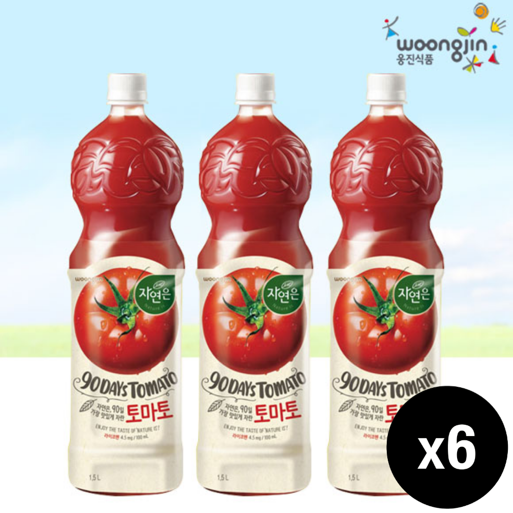 웅진식품 자연은 토마토 대용량 1.5L, 6개 - 상품 이미지