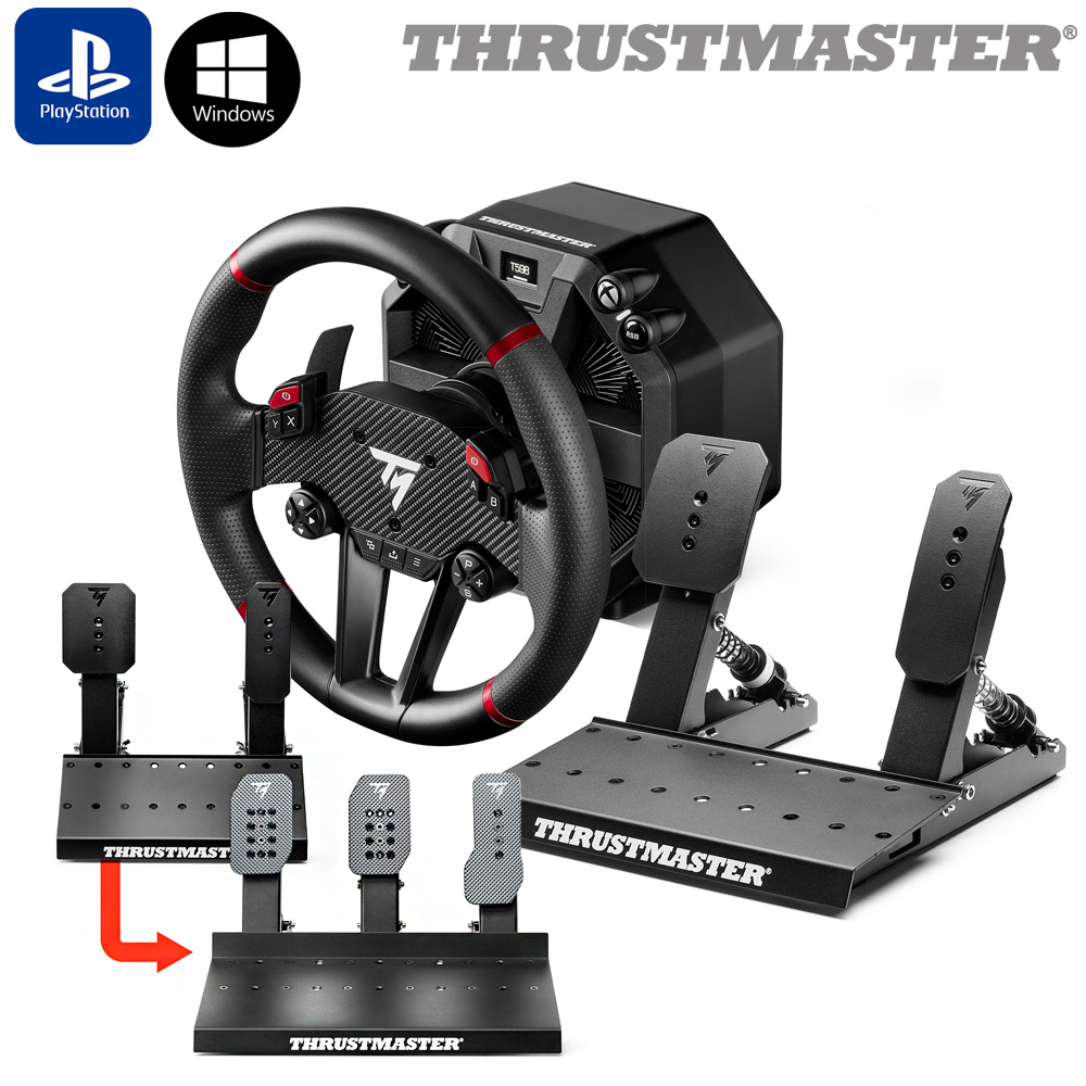 트러스트마스터 T598 DD 다이렉트 드라이브 레이싱휠(PS5/PC), 프로패달업그레이드 세트 - 상품 이미지