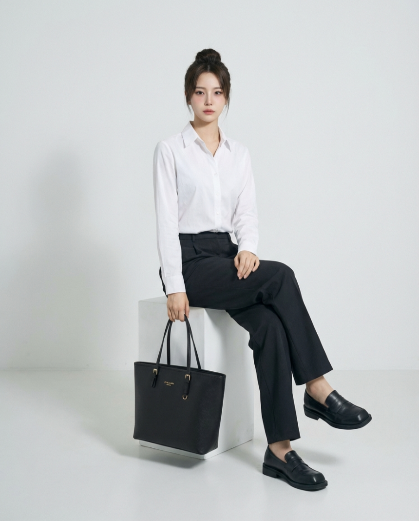 심플 베이직한 대용량 모던 레트로 여성 쇼퍼 빅백 데일리 룩백 학생, 여행, 노트북가방, 직장인 패션 숄더백 빅 백 - 상세 이미지 2