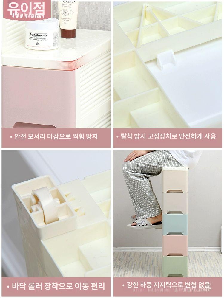 틈새 수납장 캐비닛 좁은 서랍장 다용도 사이드 플라스틱 틈새장 - 상세 이미지 2