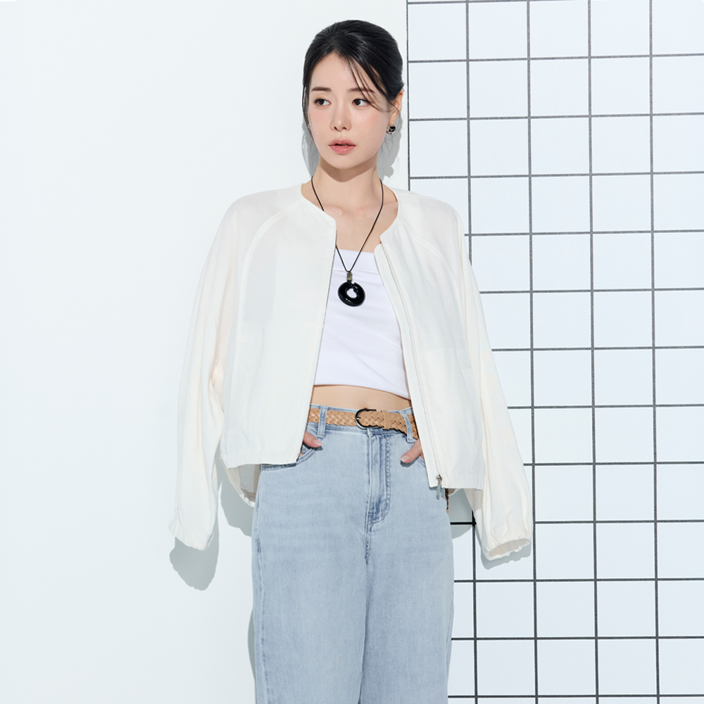 더엣지 26SS 프렌치린넨혼방 봄버 자켓 - 상품 이미지