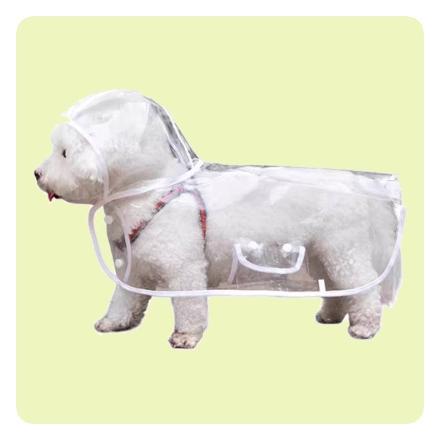 강아지 고양이 투명 애견 우비 후드형 반려 동물 용품 비옷 - 상품 이미지