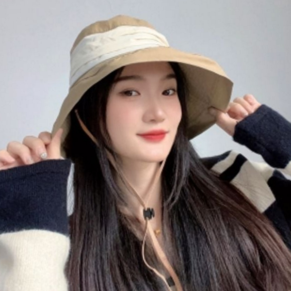 데일리 여성 버킷 햇 스트랩 면 버킷 햇 트래블 접이식 - 상품 이미지