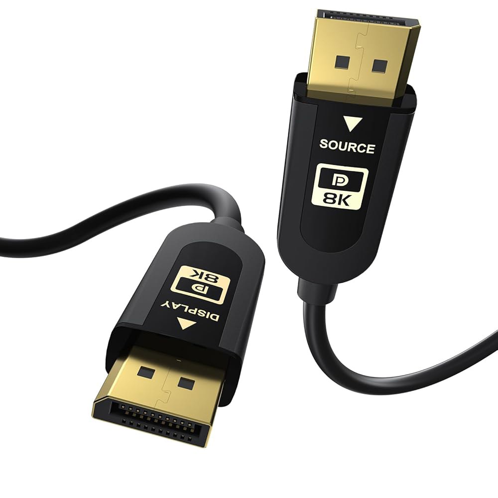 40Gbps 광섬유 디스플레이포트 케이블 2.1, VESA 인증 DP40 16.5피트, 16K@30Hz 10K@30Hz 8K@60Hz 4K@165Hz, HDR, HDCP2.2, - 상품 이미지