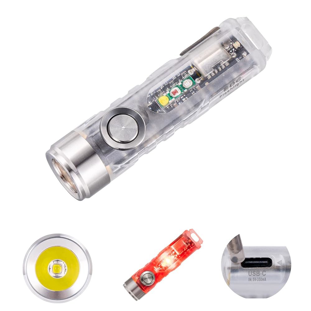 로비본 A8 4세대 충전식 EDC 손전등 USB C, 650루멘 브라이트 스몰 키체인 하이 루멘 미니 손전등, 365nmU / 레드 화이트 사이드라이트, 마그네틱 클립 및 테일 - 상품 이미지