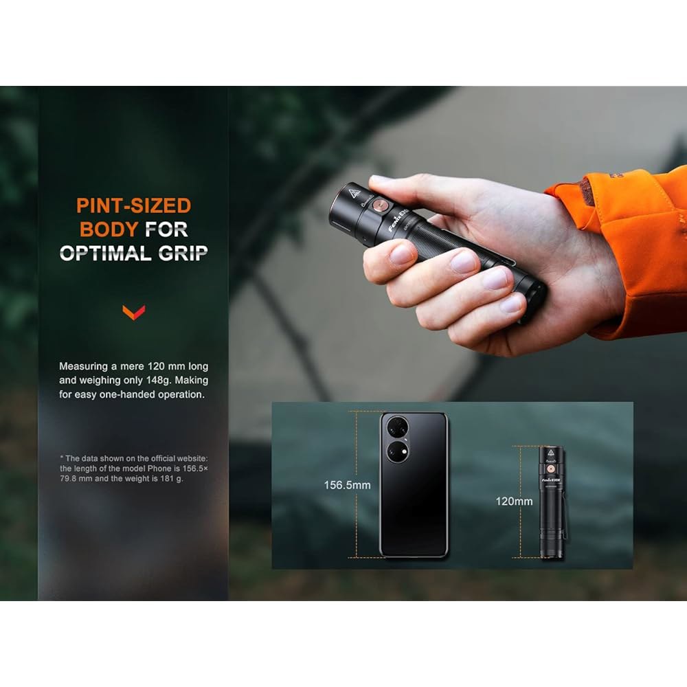 Fenix E35R EDC 손전등, 3100루멘 USB-C 충전식 고루멘 성능 손전등(메이즈 패턴 네이비 블루) Black - 상세 이미지 3