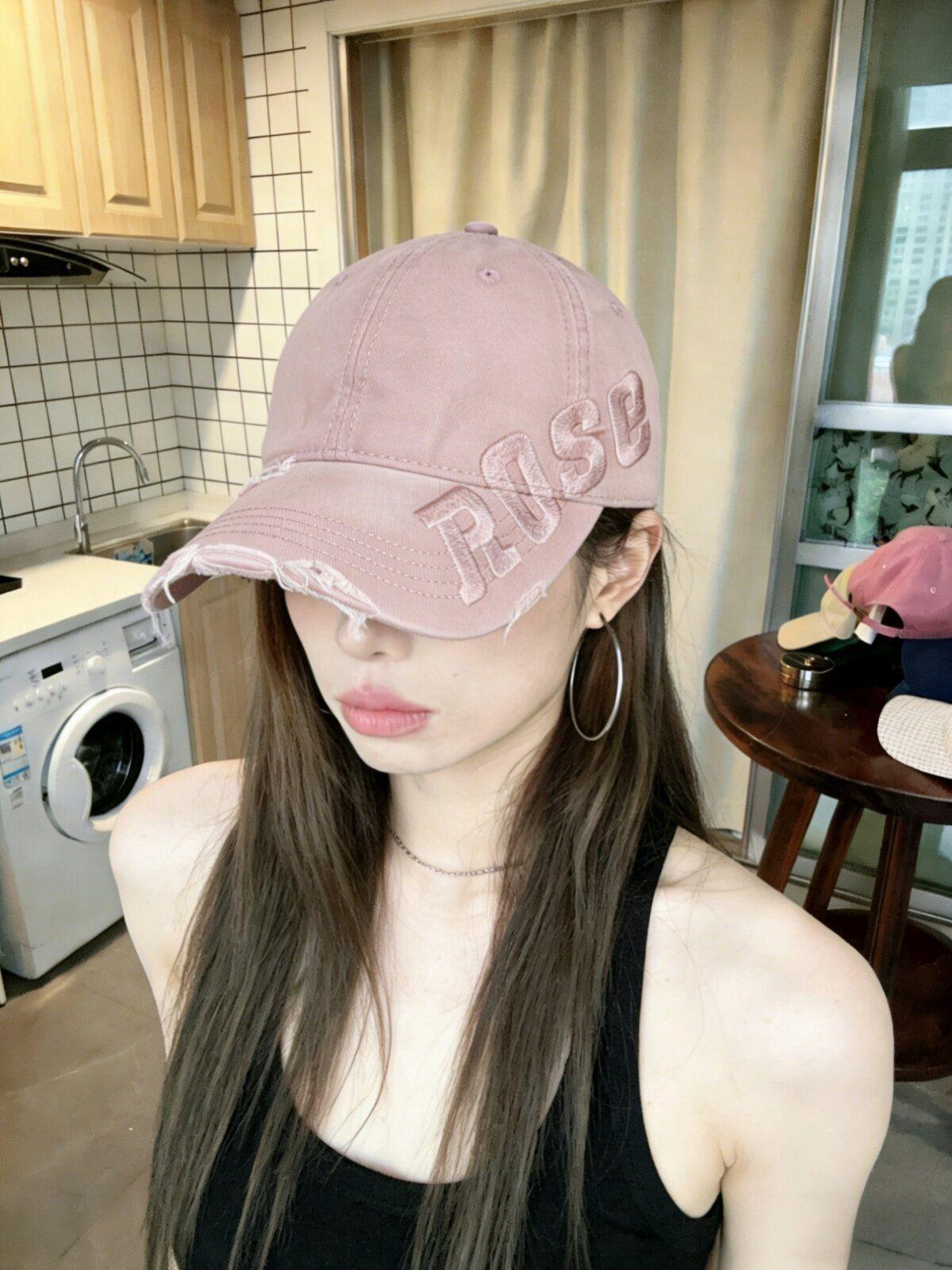 야구 모자 아메리칸 레트로 패션 빈티지 찢어진 오버사이즈 딥 볼캡 얼굴이 작아보이는 여성용 베이지화이트 조절 가능 (54-60cm) - 상세 이미지 2