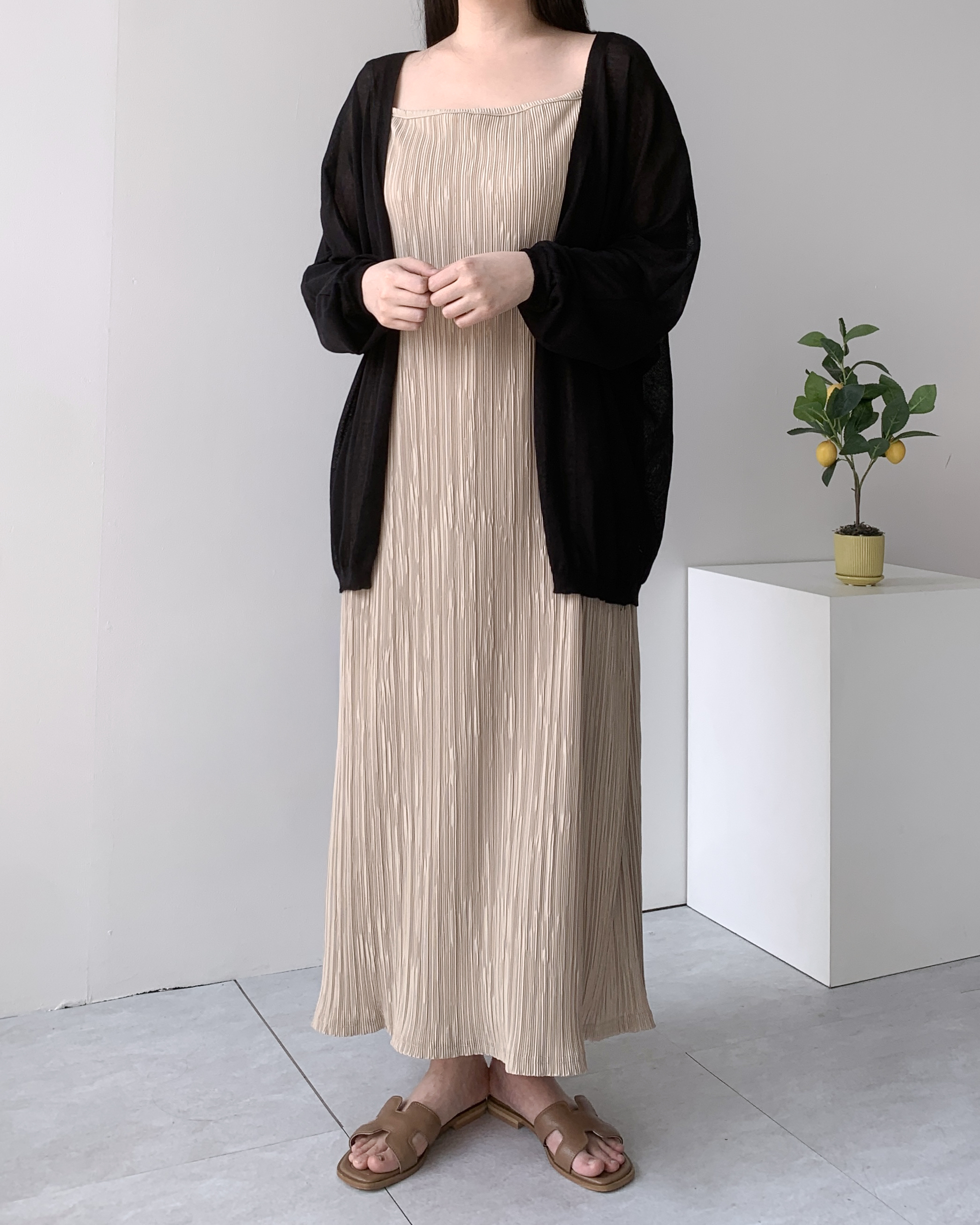 블랙 린넨가디건 여름가디건 얇은가디건 - 상세 이미지 5