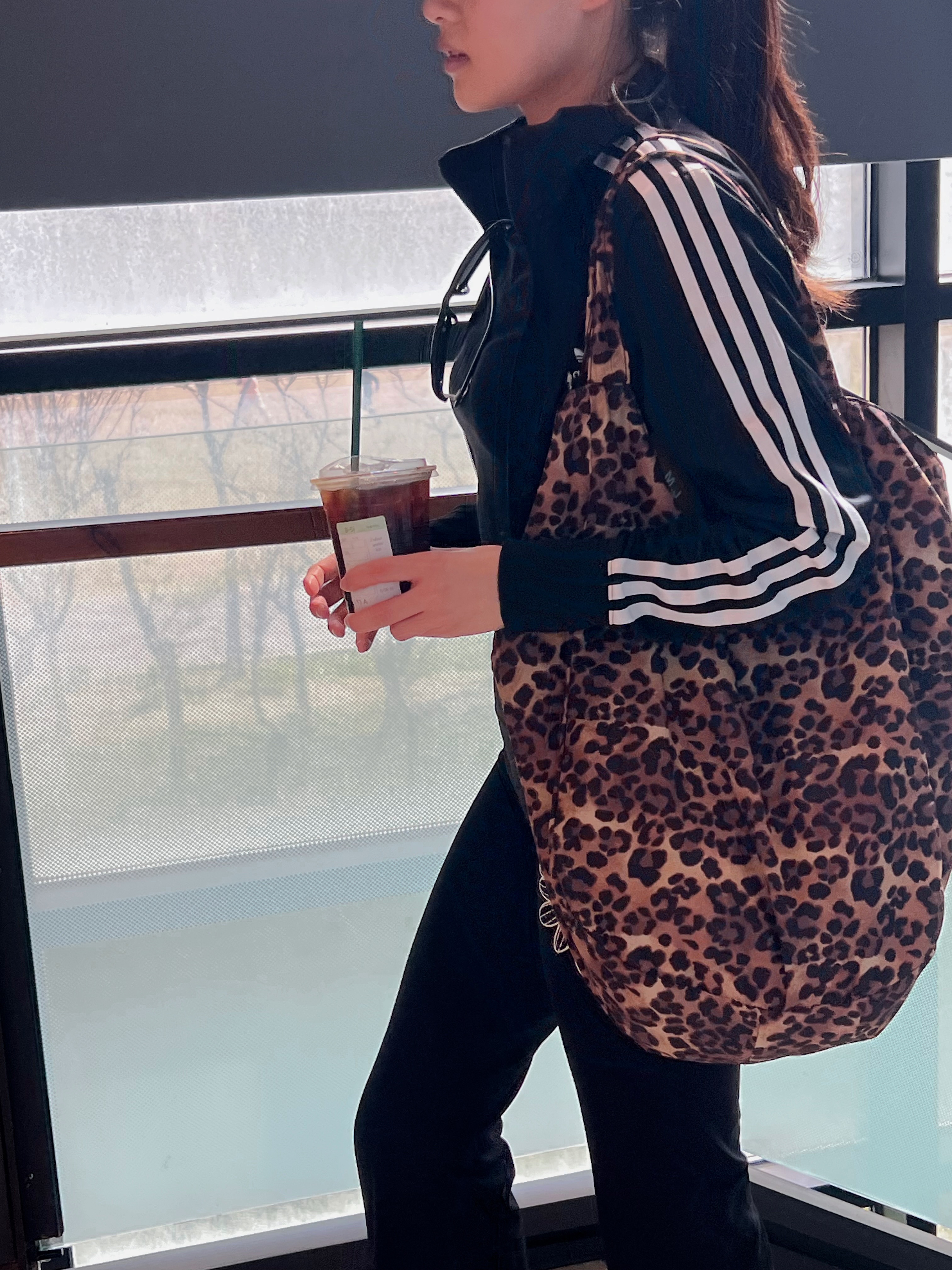 60cm 호피 레오파드 에코백 여자 숄더백 쇼퍼백 나일론가방 - 상세 이미지 4