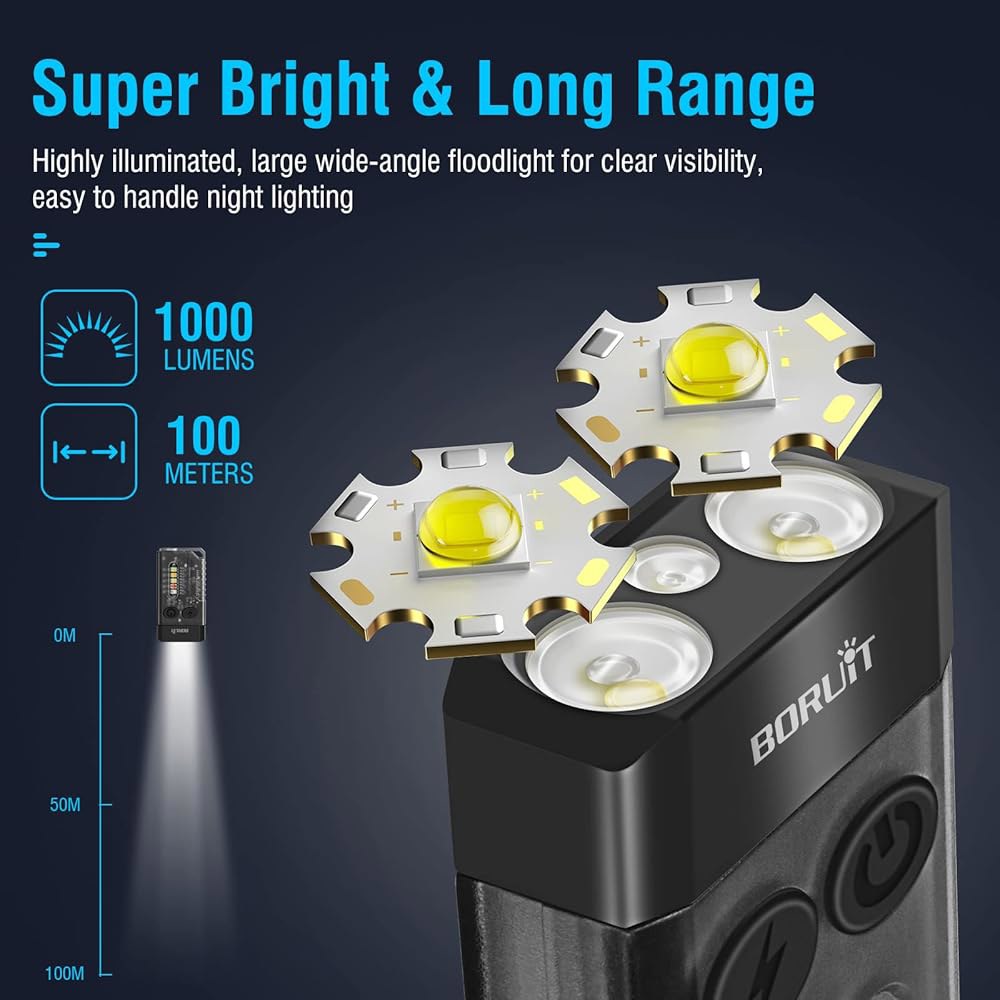 BORUIT V10 소형 강력한 키 체인 손전등, 365nm UV 레드 그린 블루 라이트, 고광도 USB C 충전식 미니 포켓 LED EDC 손전등-14 모드, 테일 자석, 삐 - 상세 이미지 2