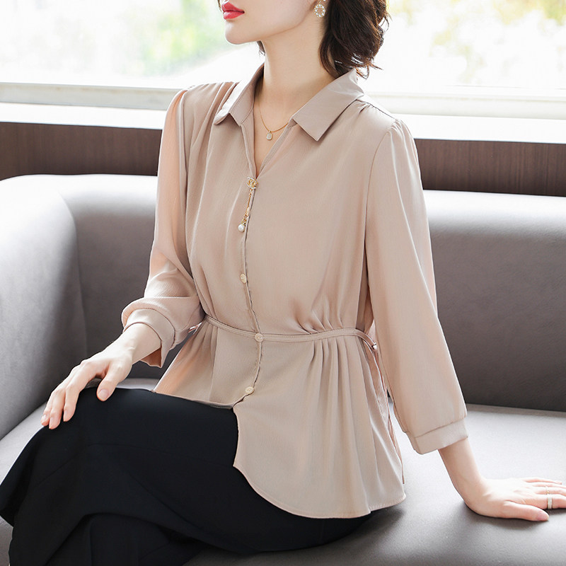 부모님상견례옷차림 50대 빅사이즈 상견례 엄마옷 아줌마큰옷 하객룩 베이지 단품 XL - 상품 이미지