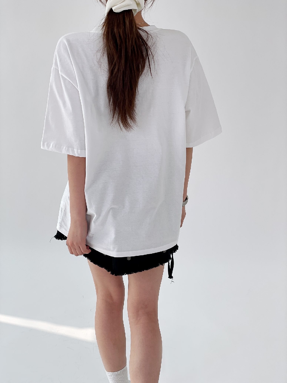 여성반팔티 오버핏 빈티지 레터링 나염 반팔 티셔츠 이미지 6