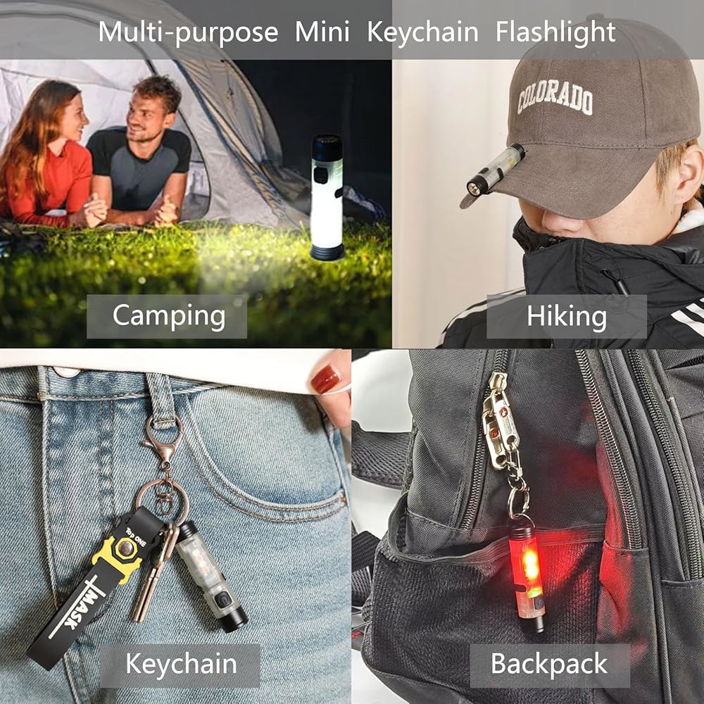 Hilngav3Pack MINI EDC 충전식 열쇠고리 손전등, 300루멘 USB C 포켓 클립으로 매일 휴대할 수 있는 소형 휴대용 미니 LED 조명, 비상 상황 발생 시 있습니 - 상세 이미지 3