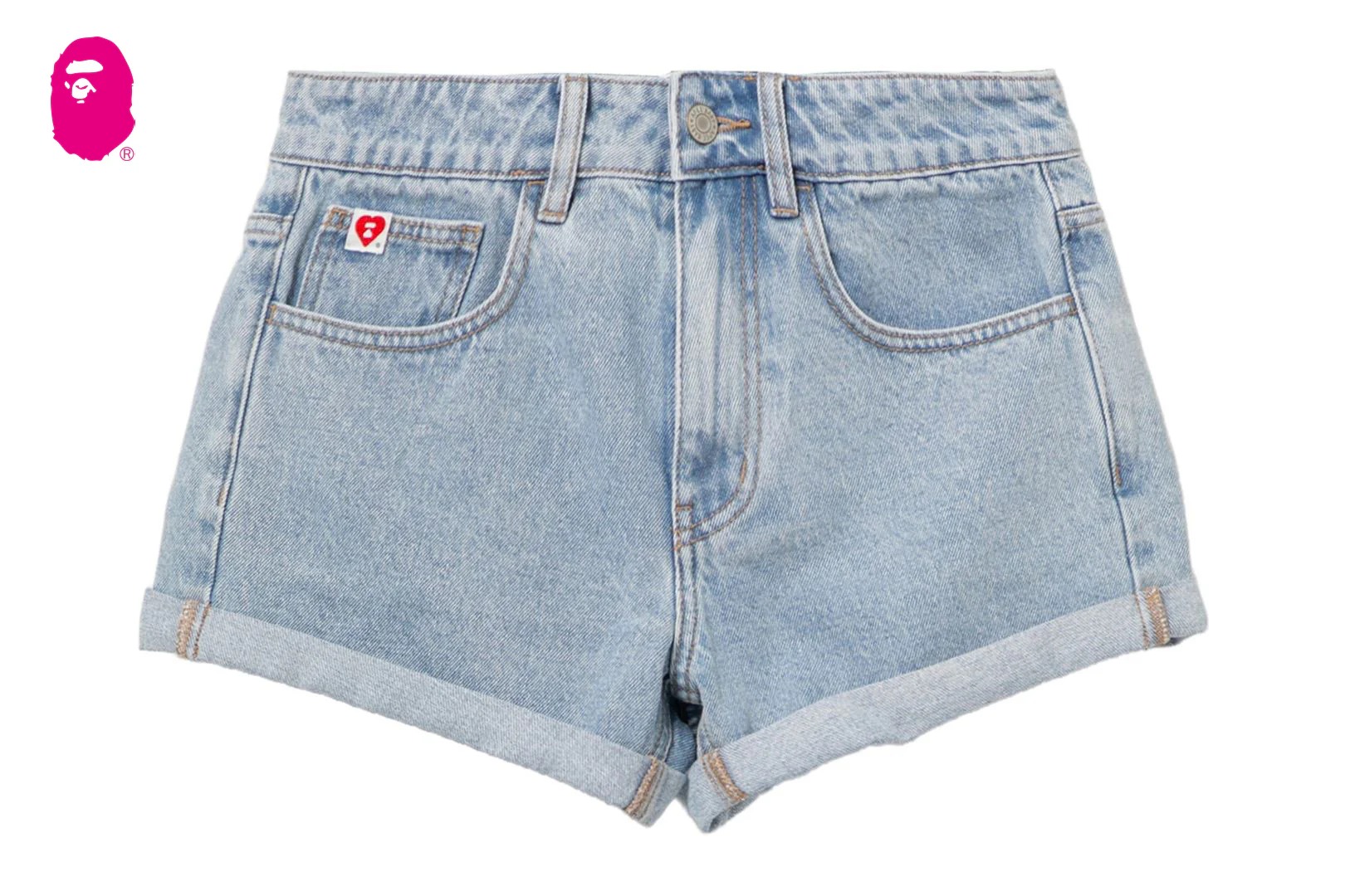 베이프 우먼즈 바지 PU BADGE DENIM SHORTS CM20-251-301 - 상세 이미지 2