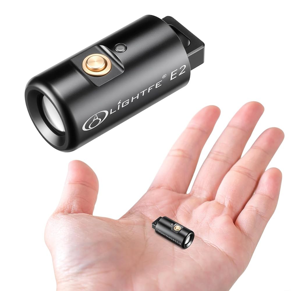 LIGHTFE E2 미니 열쇠고리 손전등 - 충전식 USB 마그네틱 충전, 소형 및 밝은 LED 포켓 라이트, 캠핑, EDC, 일상 휴대용 Black E2 - 상품 이미지