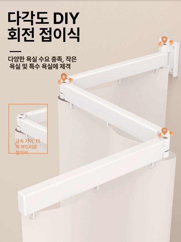 접이식 샤워커튼 파티션 습식 욕실 코너 고온 커텐 욕조 샤워부스 무타공 - 상세 이미지 2
