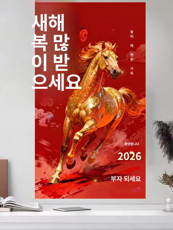 설날 전통 봉투 금일봉 붉은말 세뱃돈 행운의 말띠해 ZC1102-A 15cm x 8cm - 상세 이미지 2