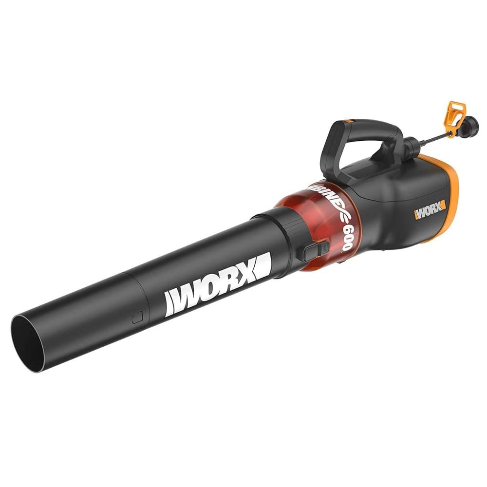 WORX 12암페어 전기 송풍기, 600 CFM 및 2단 속도 제어 기능을 갖춘 잔디 관리용 터빈 유선, WG520 - 상품 이미지