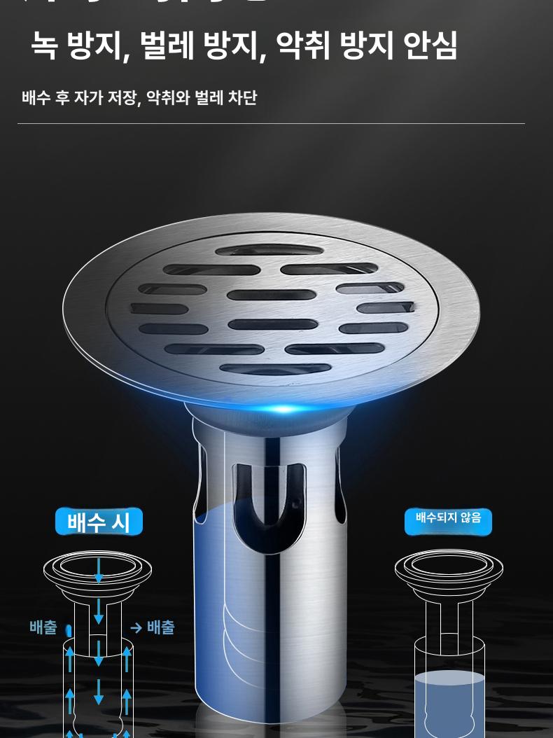 배수구 덮개 스테인리스 원형 하수구 거름망 머리카락 막힘방지 욕실 주방 10cm 표준 단일 1+1 - 상세 이미지 3