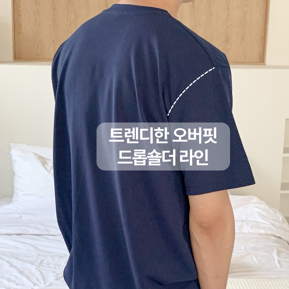 남자 오버핏 반팔 티셔츠 여름 링클프리 무지 빅사이즈 블랙 이미지 7