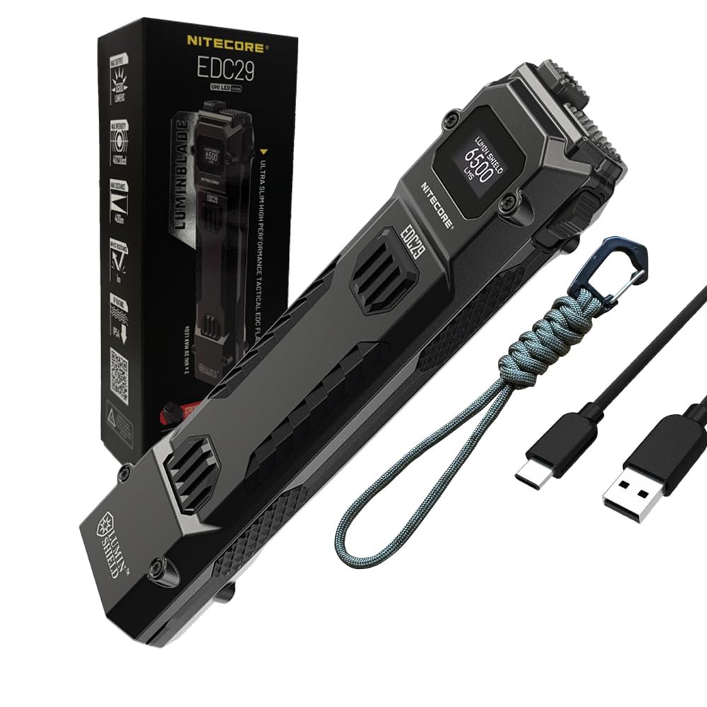 니테코어 EDC29-6500 루멘 매일 휴대용 충전식 손전등(에코센사 USB-C 충전 케이블 포함) - 상품 이미지
