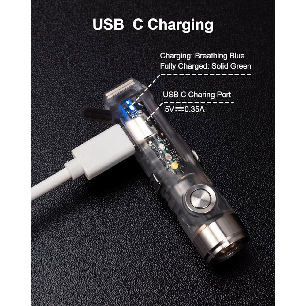 로비본 A8 4세대 충전식 EDC 손전등 USB C, 650루멘 브라이트 스몰 키체인 하이 루멘 미니 손전등, 365nmU / 레드 화이트 사이드라이트, 마그네틱 클립 및 테일 - 상세 이미지 3