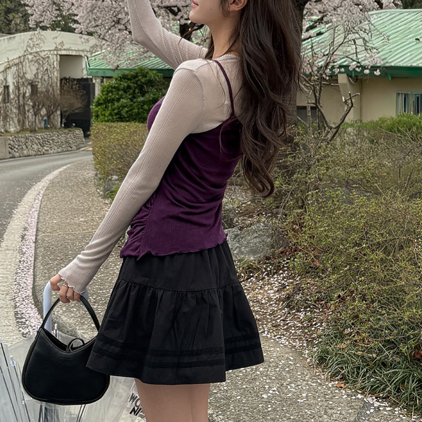 퓨어 레이스 캉캉 셔링 미니 스커트 이미지 7