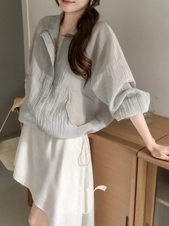 반하이넥 투웨이 밑단 스트링 바람막이 점퍼 jp778 - 상세 이미지 2