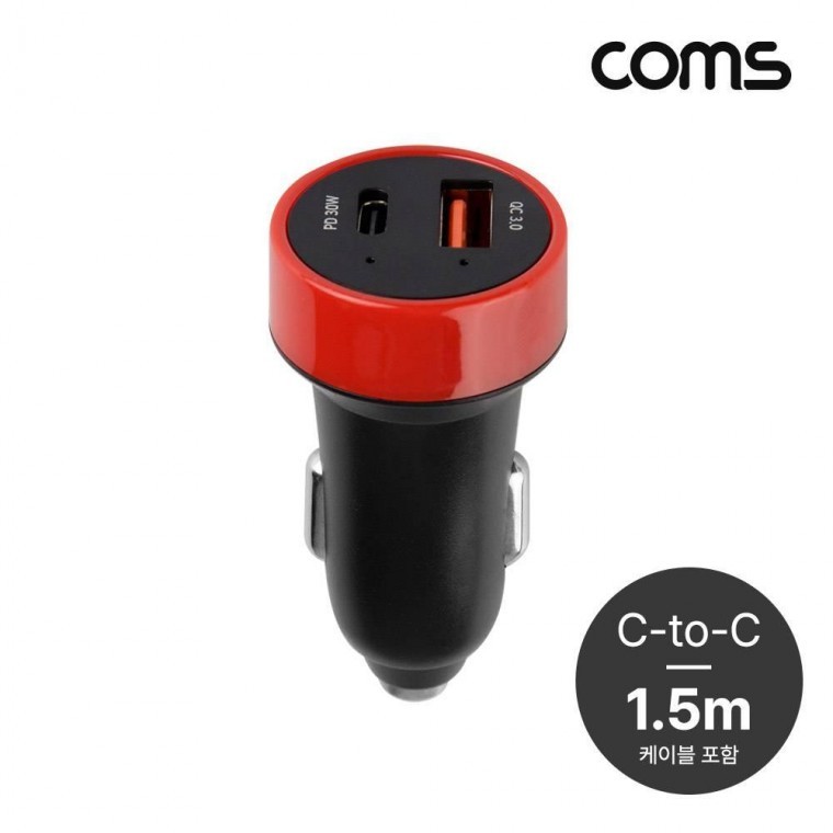 G Power 초고속 차량용 2구 충전기(PD 30W) 1.5M Black C to C 케이블 포함 스마트폰 SR2484 - 상품 이미지