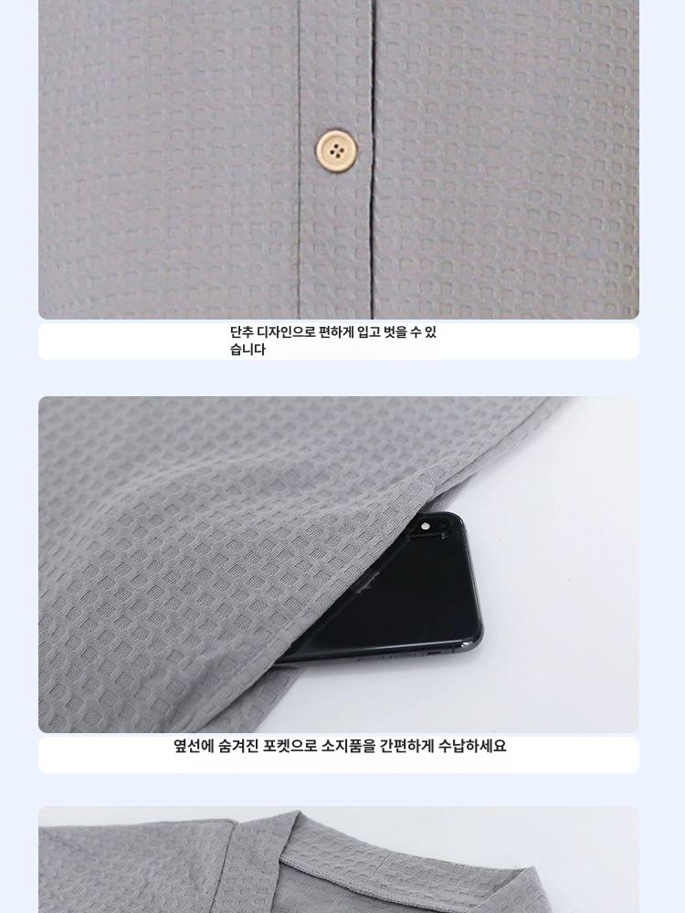 골프샤워가운 잠옷 순면 골프가운 단추 빅사이즈 마사지 목욕가운 얇은 목욕 여행 - 상세 이미지 5