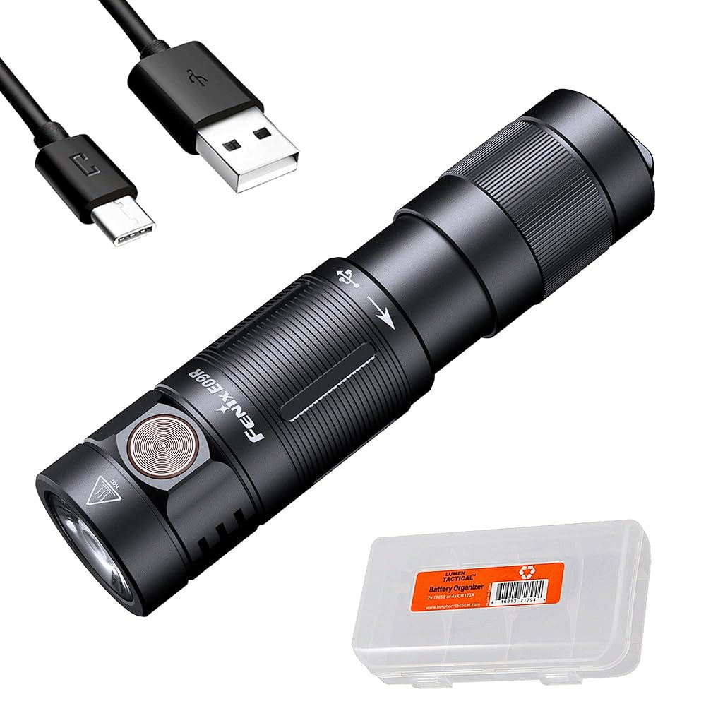 Fenix E09R EDC 손전등, 600루멘 USB-C 충전식, 정리함 포함 - 상품 이미지