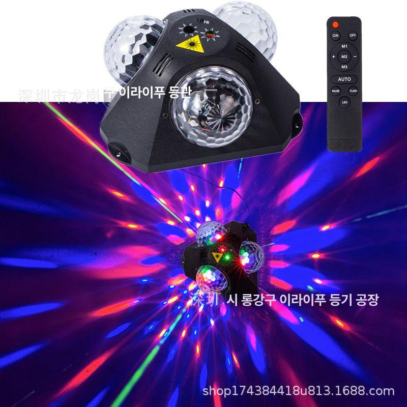 레이저 파티라이트 조명 LED 파티 미러볼 노래방 싸이키 무대 클럽 홈파티 다채로운 멀티컬러 회전등 [리모컨 모델] + 1m + 3 플러그 - 상세 이미지 3
