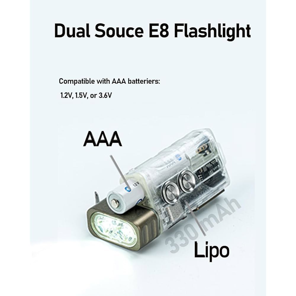 로비본 엔젤 아이즈 E8 키체인 손전등, 700루멘, AAA 배터리 호환, USB C 충전식 EDC 손전등(365nm 블랙라이트 / 레드 화이트) - 상세 이미지 2